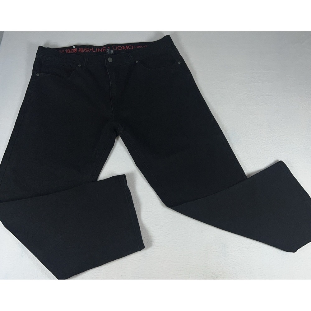 Linea Uomo‎ Relaxed Jeans Mens 38x30 Black Excellent Cotton Blend Stretch Denim
